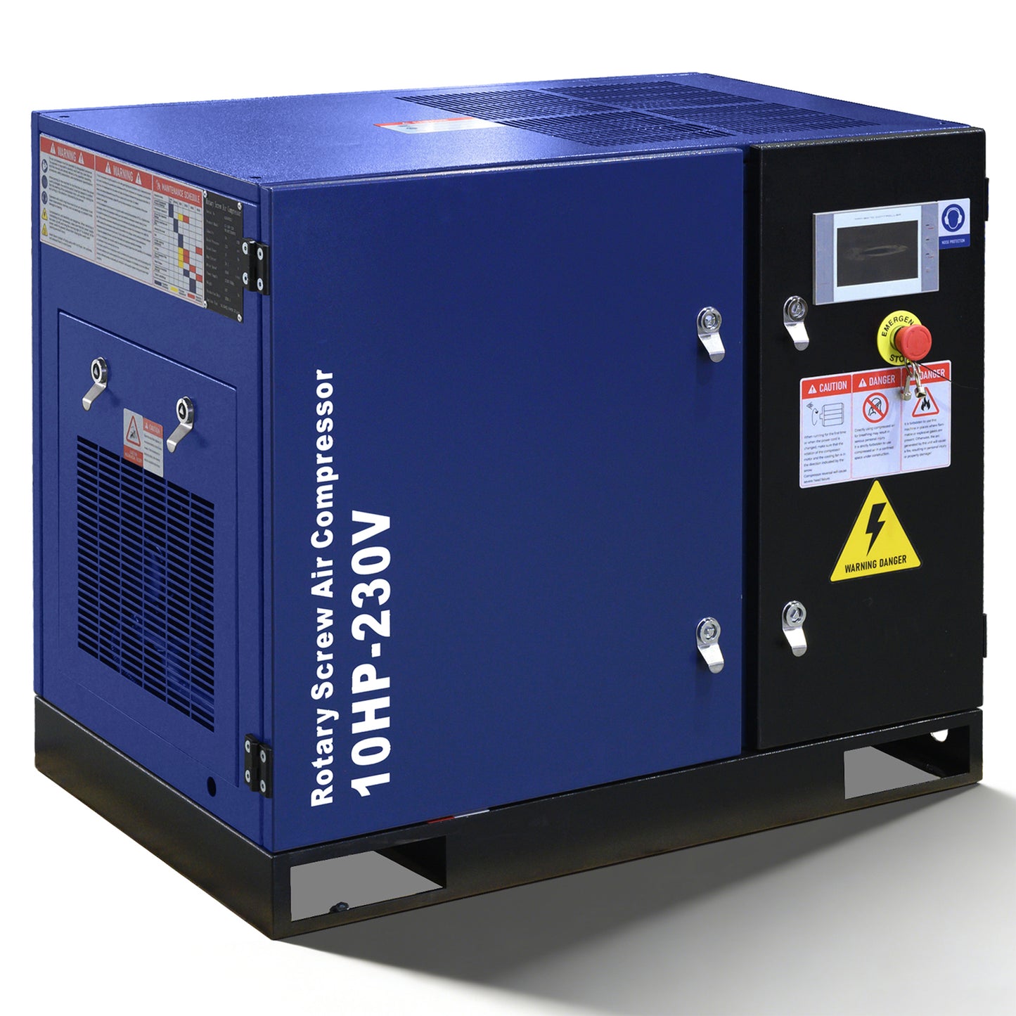 10HP Rotary Screw Air Compressor, 34CFM, 125PSI, 208-230V 3PHASE 60HZ, Fixed Speed Compressor, Industrial-Grade, Heavy Duty Air Compressed System