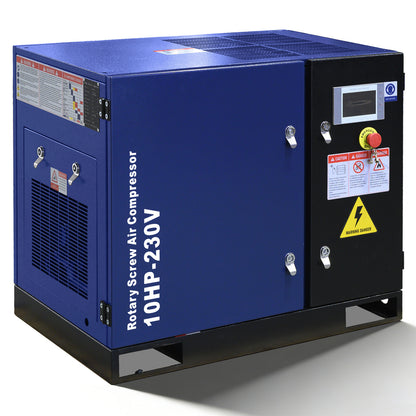 10HP Rotary Screw Air Compressor, 34CFM, 125PSI, 208-230V 3PHASE 60HZ, Fixed Speed Compressor, Industrial-Grade, Heavy Duty Air Compressed System