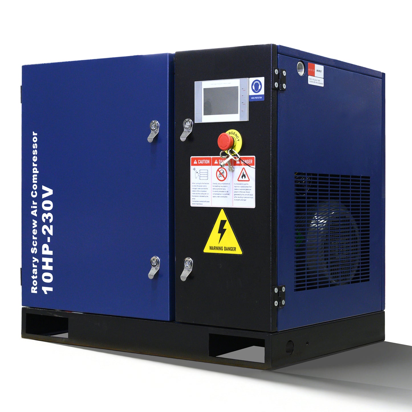 10HP Rotary Screw Air Compressor, 34CFM, 125PSI, 208-230V 3PHASE 60HZ, Fixed Speed Compressor, Industrial-Grade, Heavy Duty Air Compressed System