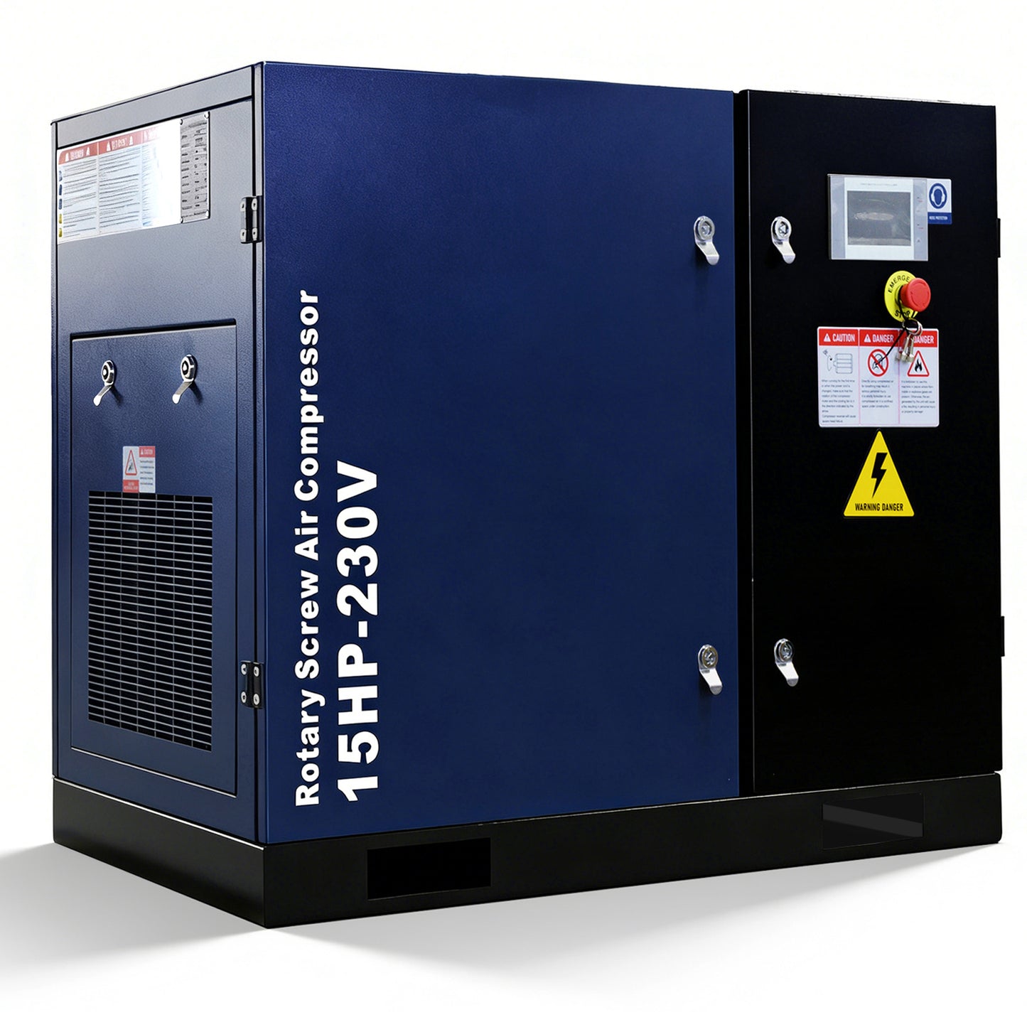 15HP Rotary Screw Air Compressor, 56 CFM, 125PSI, 208-230V 3PHASE 60HZ, Fixed Speed Compressor, Industrial-Grade, Heavy Duty Air Compressed System