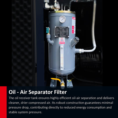 20HP Rotary Screw Air Compressor, 74CFM, 125PSI, 208-230V 3PHASE 60HZ, Fixed Speed Compressor, Industrial-Grade, Heavy Duty Air Compressed System