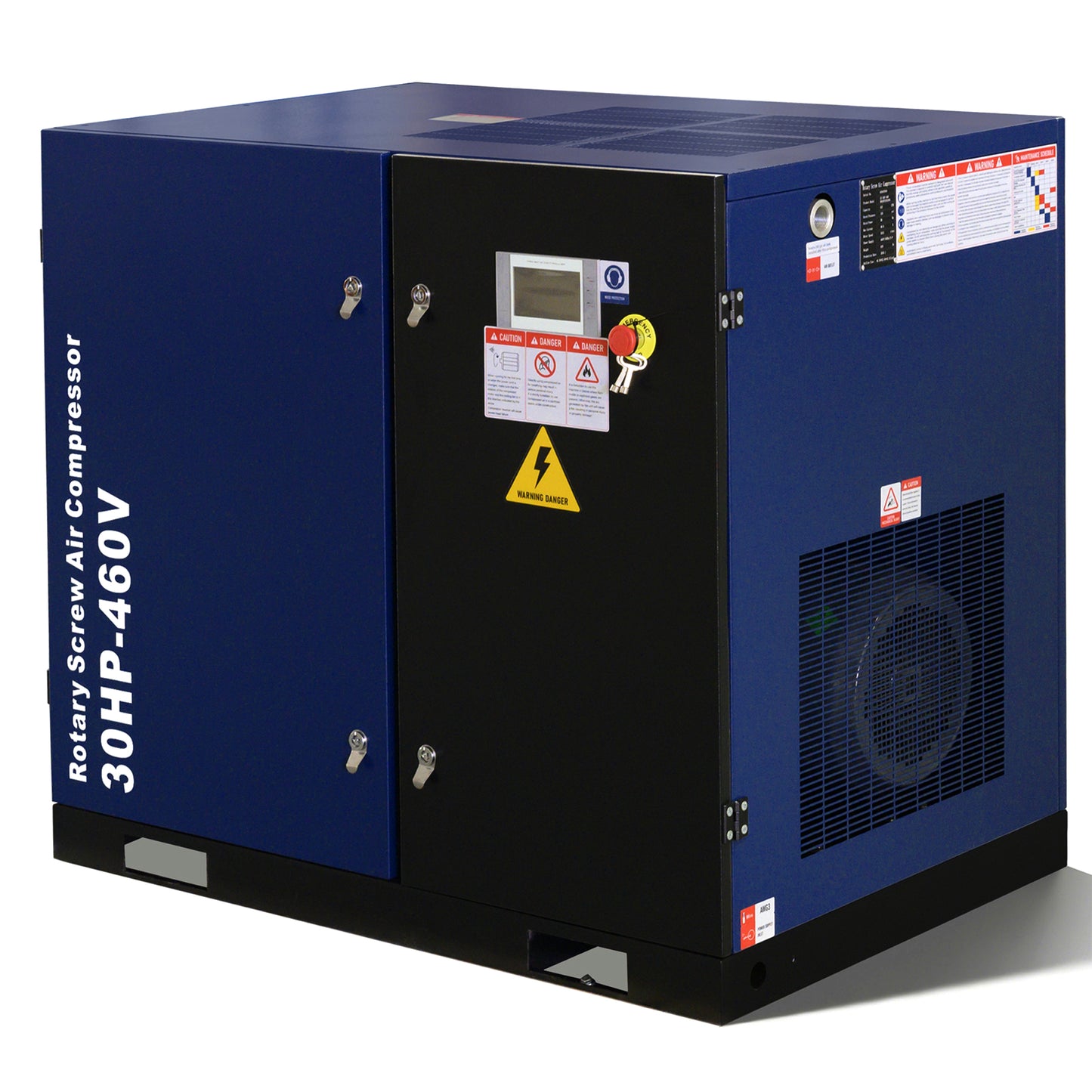 30HP Rotary Screw Air Compressor, 123CFM, 125PSI, 460V 3PHASE 60HZ, Fixed Speed Compressor, Industrial-Grade, Heavy Duty Air Compressed System