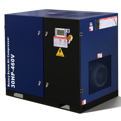 30HP Rotary Screw Air Compressor, 123CFM, 125PSI, 460V 3PHASE 60HZ, Fixed Speed Compressor, Industrial-Grade, Heavy Duty Air Compressed System