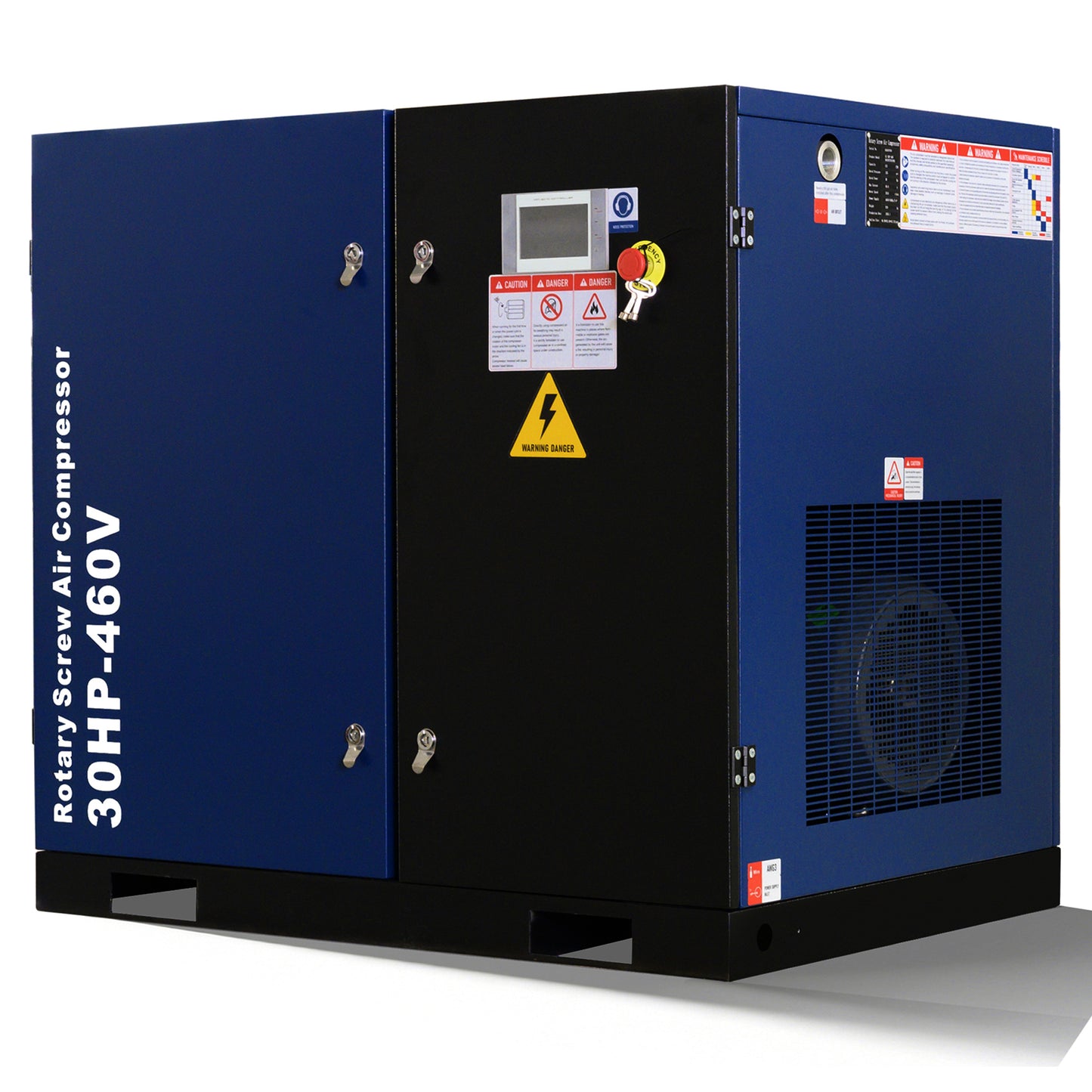 30HP Rotary Screw Air Compressor, 123CFM, 125PSI, 460V 3PHASE 60HZ, Fixed Speed Compressor, Industrial-Grade, Heavy Duty Air Compressed System