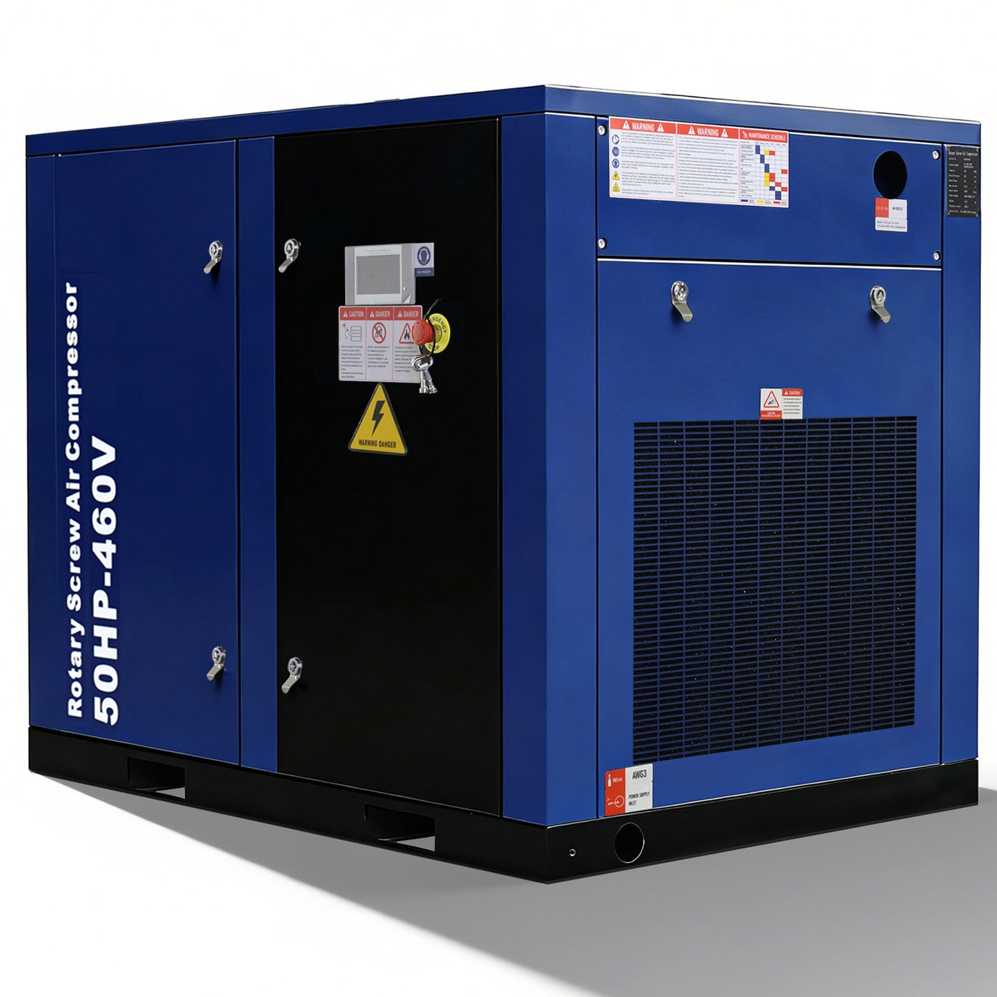 50HP Rotary Screw Air Compressor, 219CFM, 125PSI, 460V 3PHASE 60HZ, Fixed Speed Compressor, Industrial-Grade, Heavy Duty Air Compressed System