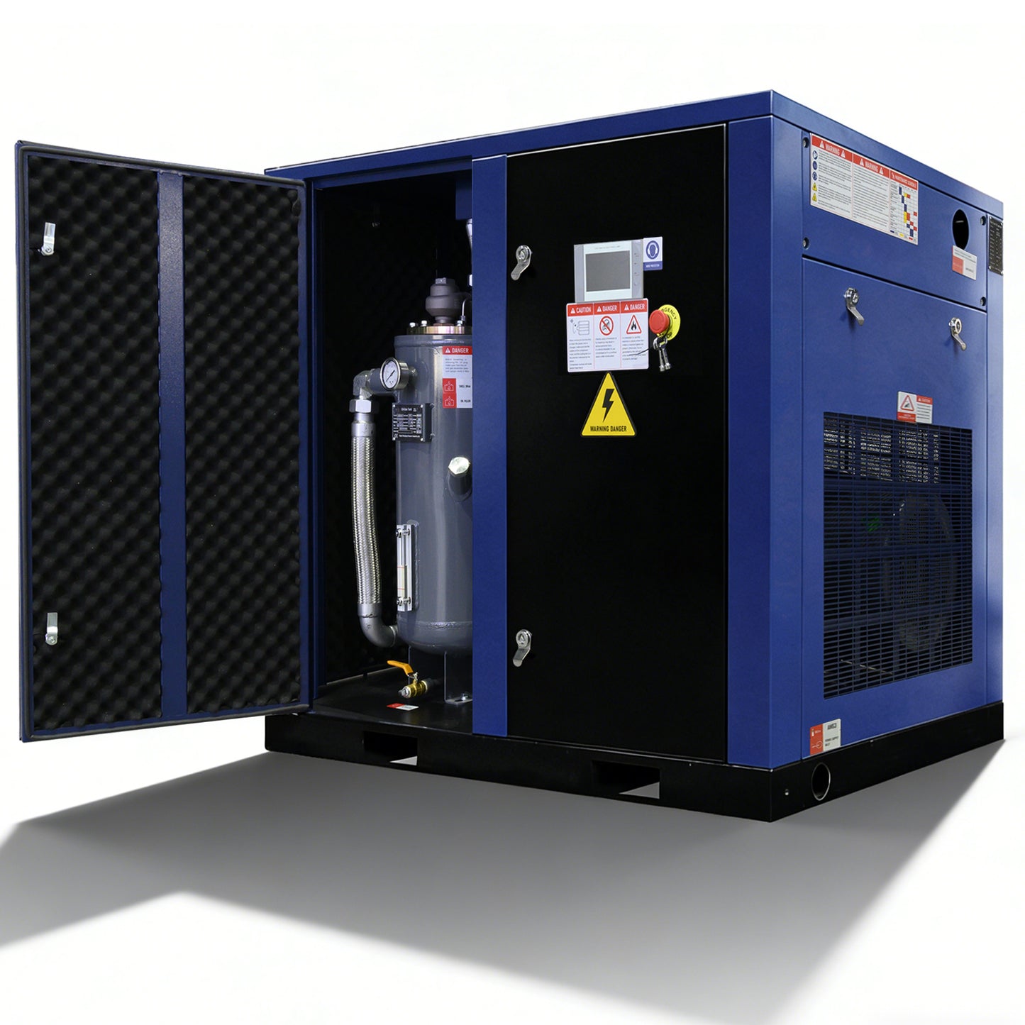 50HP Rotary Screw Air Compressor, 219CFM, 125PSI, 460V 3PHASE 60HZ, Fixed Speed Compressor, Industrial-Grade, Heavy Duty Air Compressed System