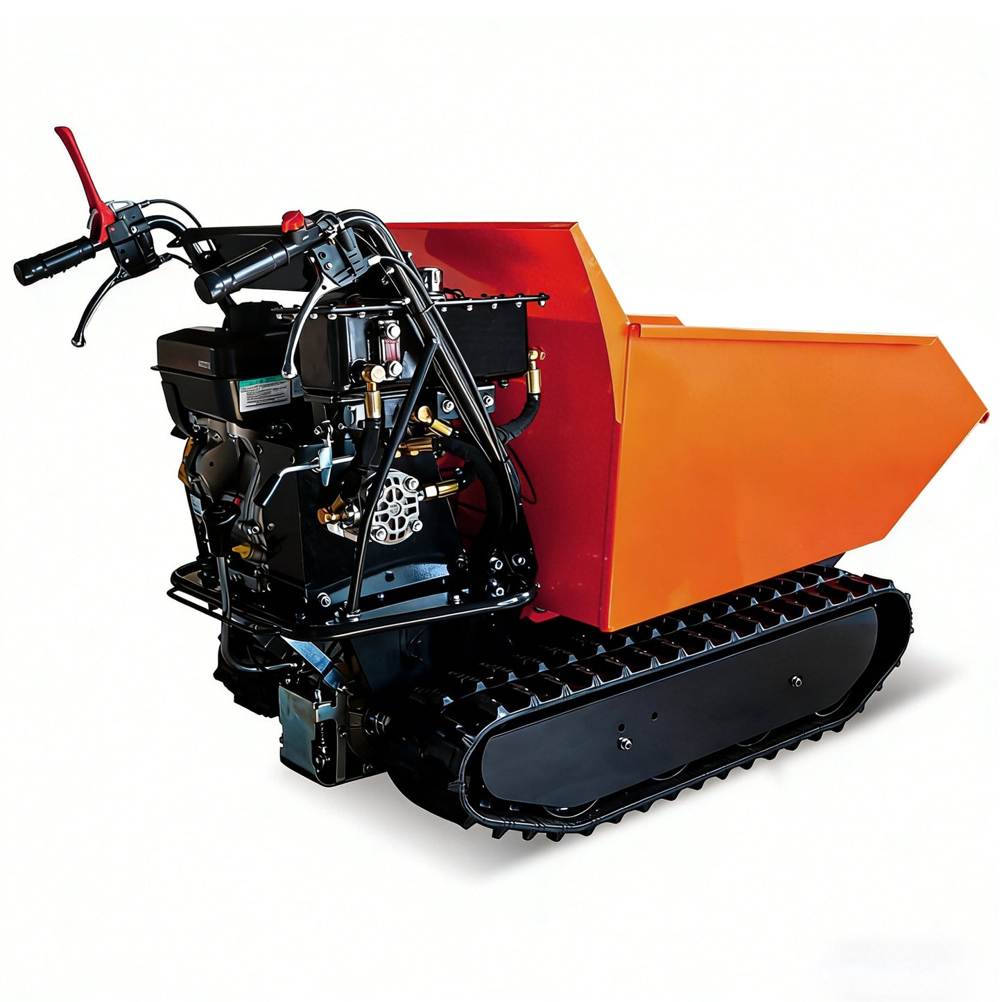 1100 lbs Loading Capacity Track Barrow with Hydraulic Assist, Gas Powered, Briggs XR1450,306cc 10HP, 3F+1R Gearbox