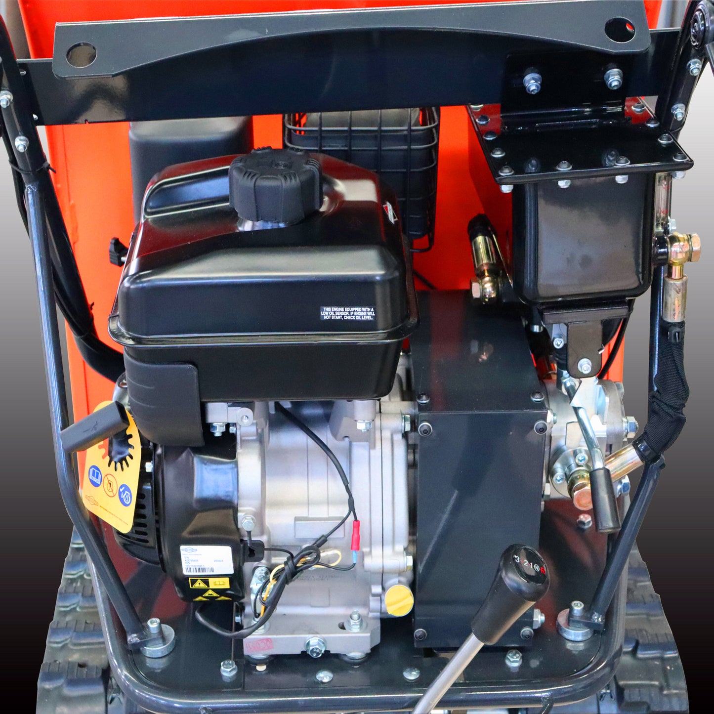 1100 lbs Loading Capacity Track Barrow with Hydraulic Assist, Gas Powered, Briggs XR1450,306cc 10HP, 3F+1R Gearbox