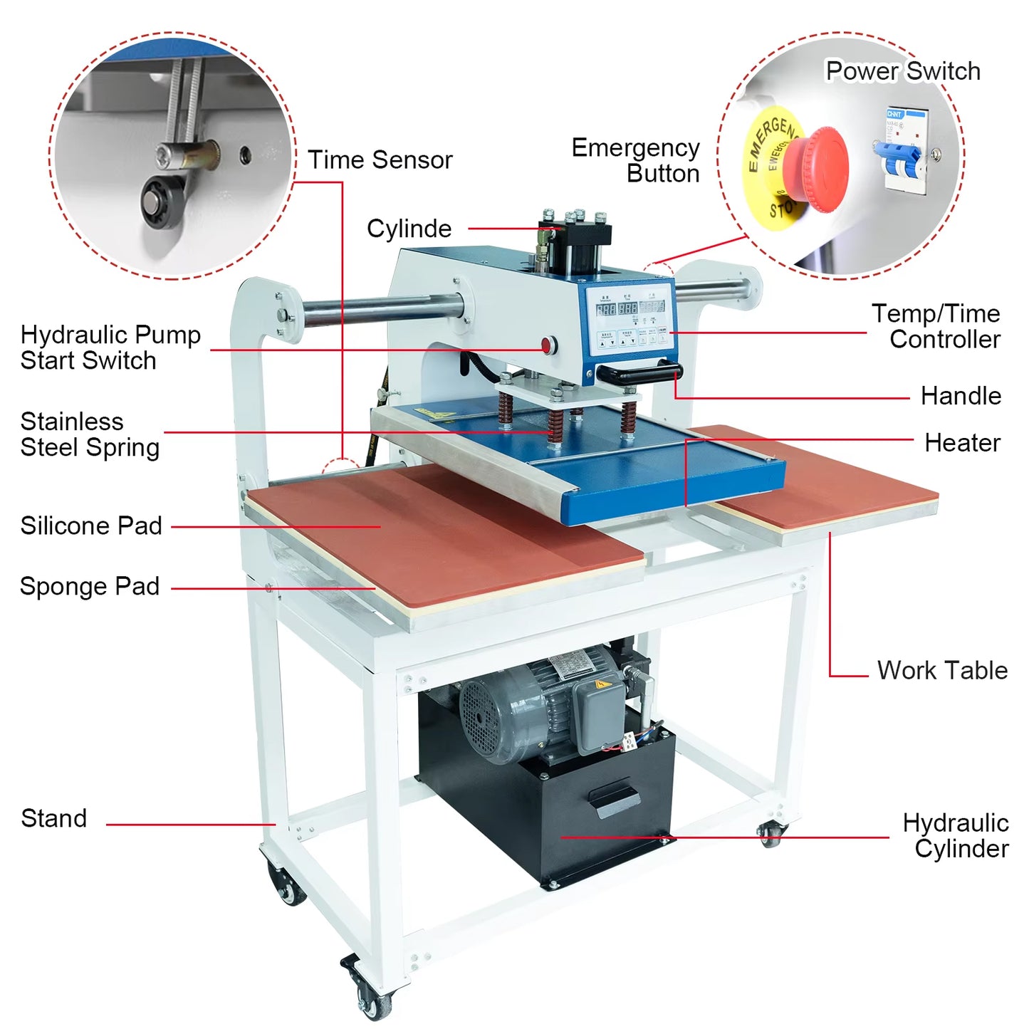 40*60CM Hydraulic Double Station Heat Press Machine Up-slide Heat Transfer Machine with Hydraulic Cylinder