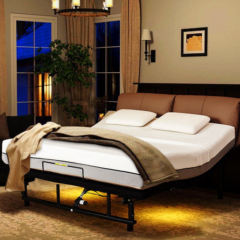 Adjustable Queen Bed Base Frame with Head and Foot Incline Wireless Remote 4 Ports USB