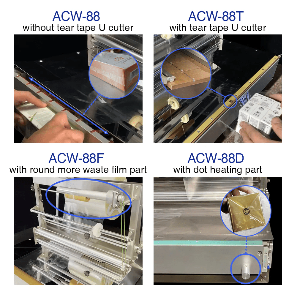 ACW - 88 Overwrapper For Box Perfume Box Overwrapping Machine Cellophane Wrapping Machine