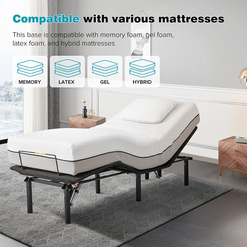 Adjustable Bed Base,Bed Frame with Head and Foot Incline,Anti - Snore, Wireless Control, TXL