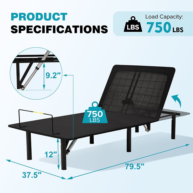 Adjustable Bed Base,Bed Frame with Head and Foot Incline,Anti - Snore, Wireless Control, TXL