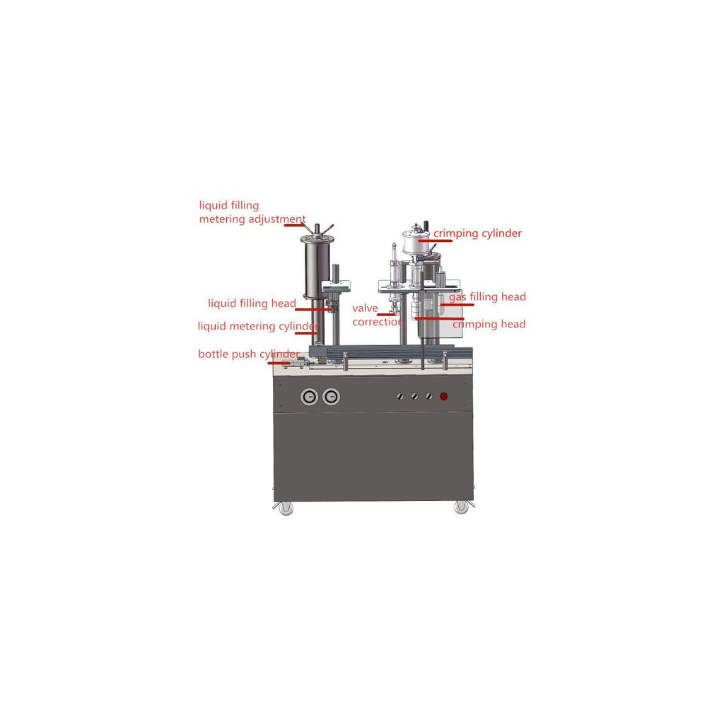 AF - 1600A 4 in 1 Semi automatic aerosol filling machine for automotive beauty and maintenance products, air fresheners, insecticides, disinfectants, fire extinguishers, etc.