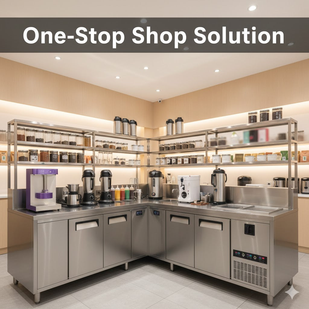Bubble tea bar milk tea bar counter with refrigeration and boba bar equipment