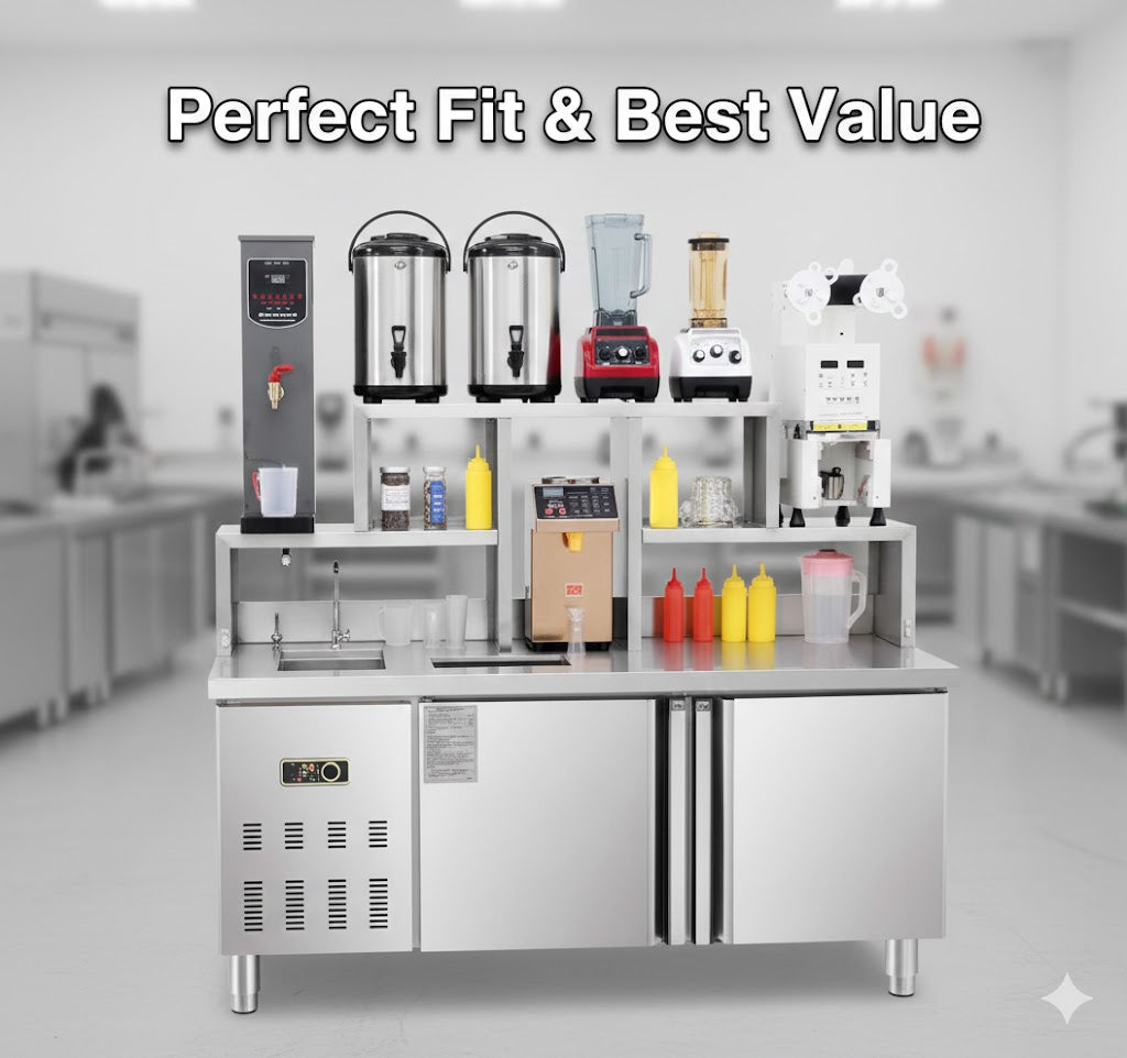 Bubble tea bar milk tea bar counter with refrigeration and boba bar equipment