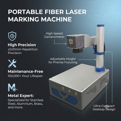 Máquina portátil de mesa para marcação a laser de fibra para metais
