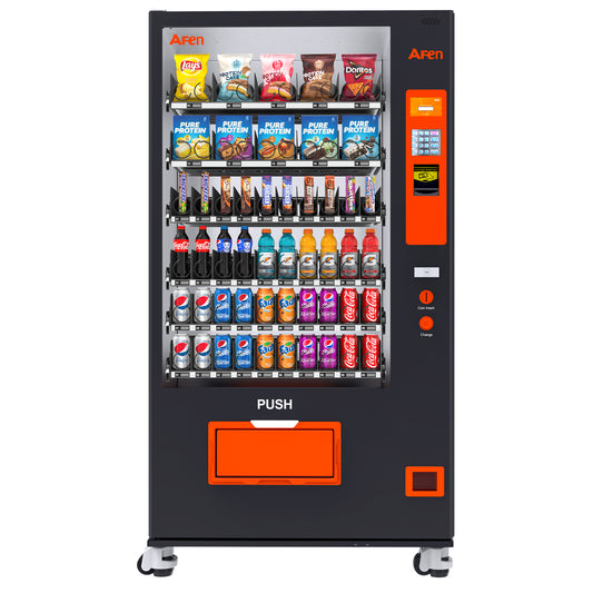 Snack & Drink Combo Vending Machine Refrigerated Large 60 Slots Commercial Vending Machine Beverage Vending Machine for Business, Caster Design, Bill and Coin Acceptor and Card Reader 