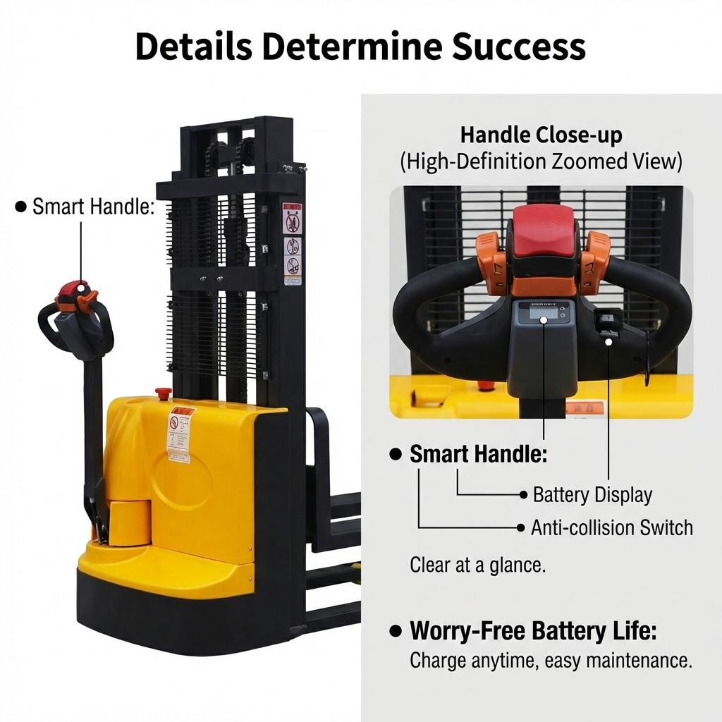 Electric Straddle Stacker,118" High Fully Powered with 4400lbs Cap