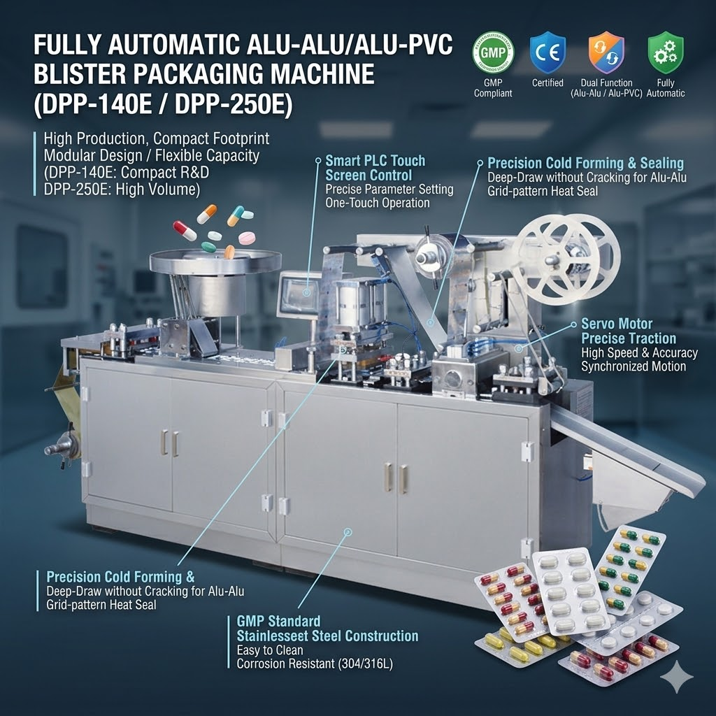 Blister Packing Machine DPP-140E/250E Automatic Alu Alu Tablet Capsule Pill Blister Packing Machine - CECLE Machine