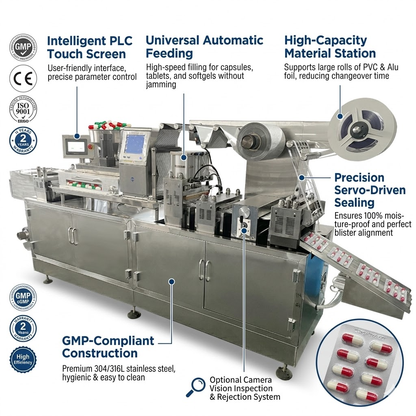 Blister Packing Machine DPP-260 Automatic Aluminum Foil Packing Machine for Tablet Capsule Pill with visual inspection system