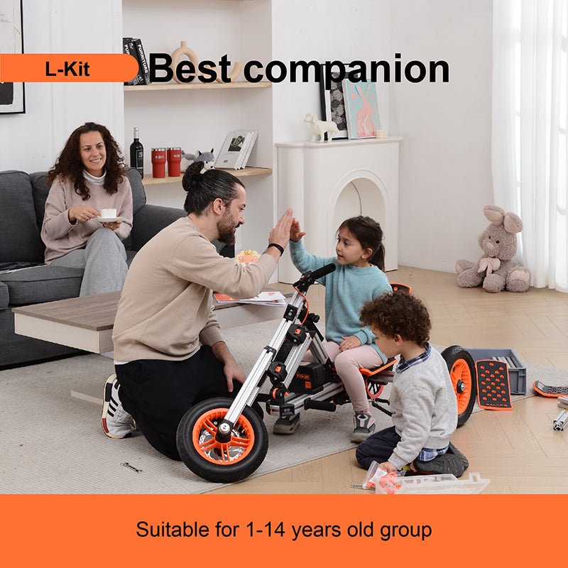 Buildable Kit 20 in 1 Kids Go Kart Set, Suitable for 1 to 8 Years Old, Two Wheel Bike, Three Wheel Bike, Most Popular L Kit (Non Electric)