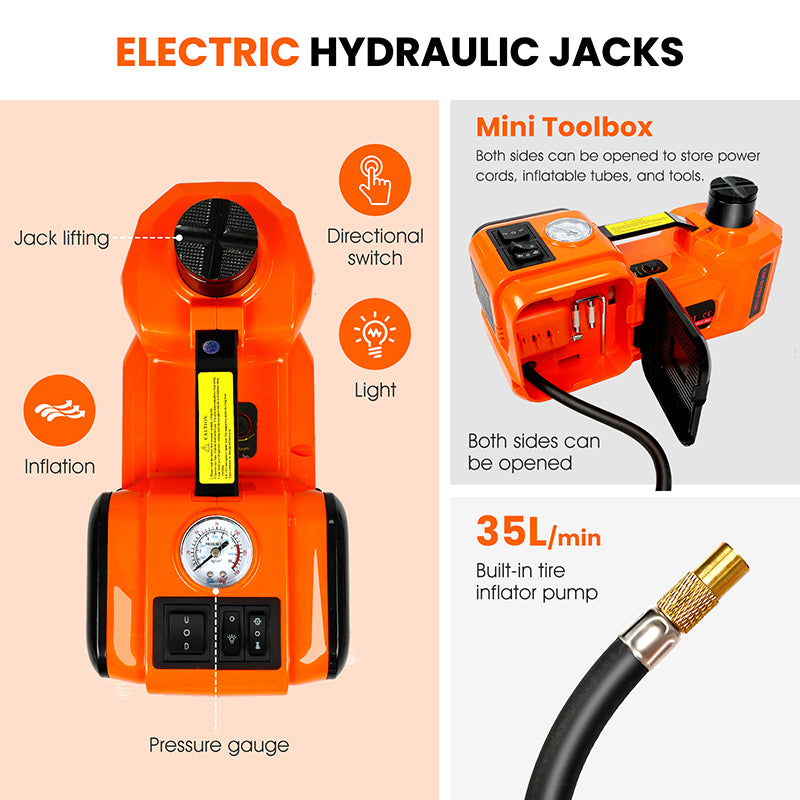 Electric Car Jack kit,5 Ton/11023 LBS Hydraulic Jack Lift with Electric Impact Wrench