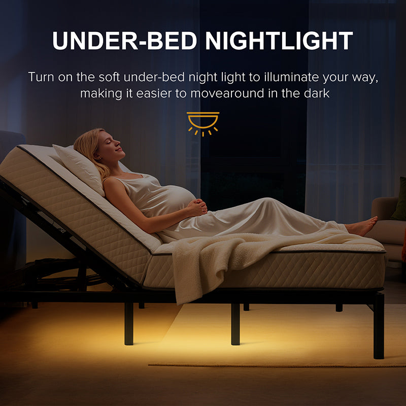Adjustable Bed Frame with Massage Head & Foot Incline Queen Size Wireless Remote, two types of USB ports: Type-A and Type-C