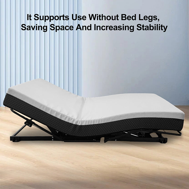 Zero-Clearance Adjustable Bed Base Frame Head and Foot Incline Quiet Motor Queen Size, Dual USB A+C Ports