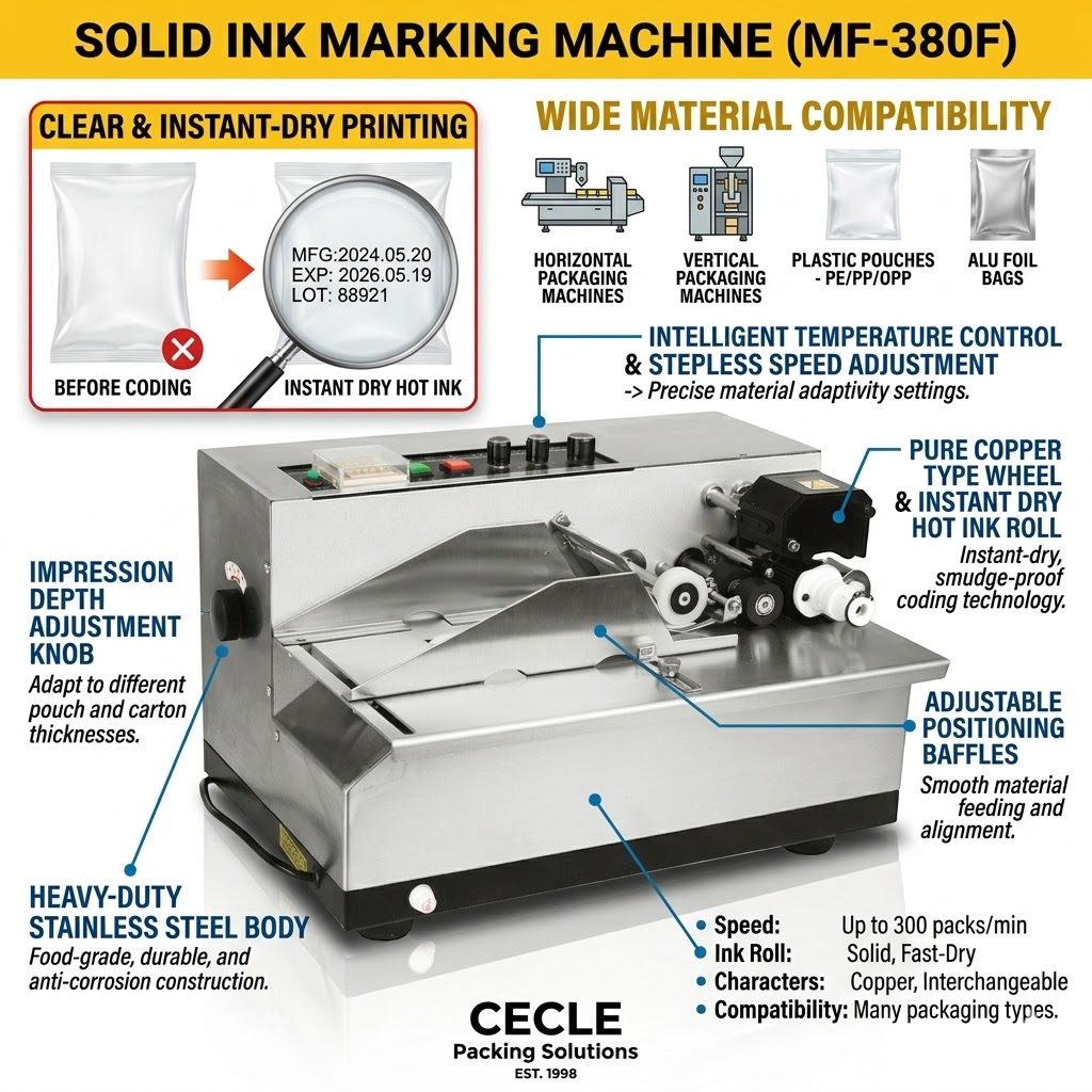 Batch Coding Machine MY-380F Solid Dry Ink Roll Coding Card Bag Date Printer Machine,Batch Coding Machine - CECLE Machine