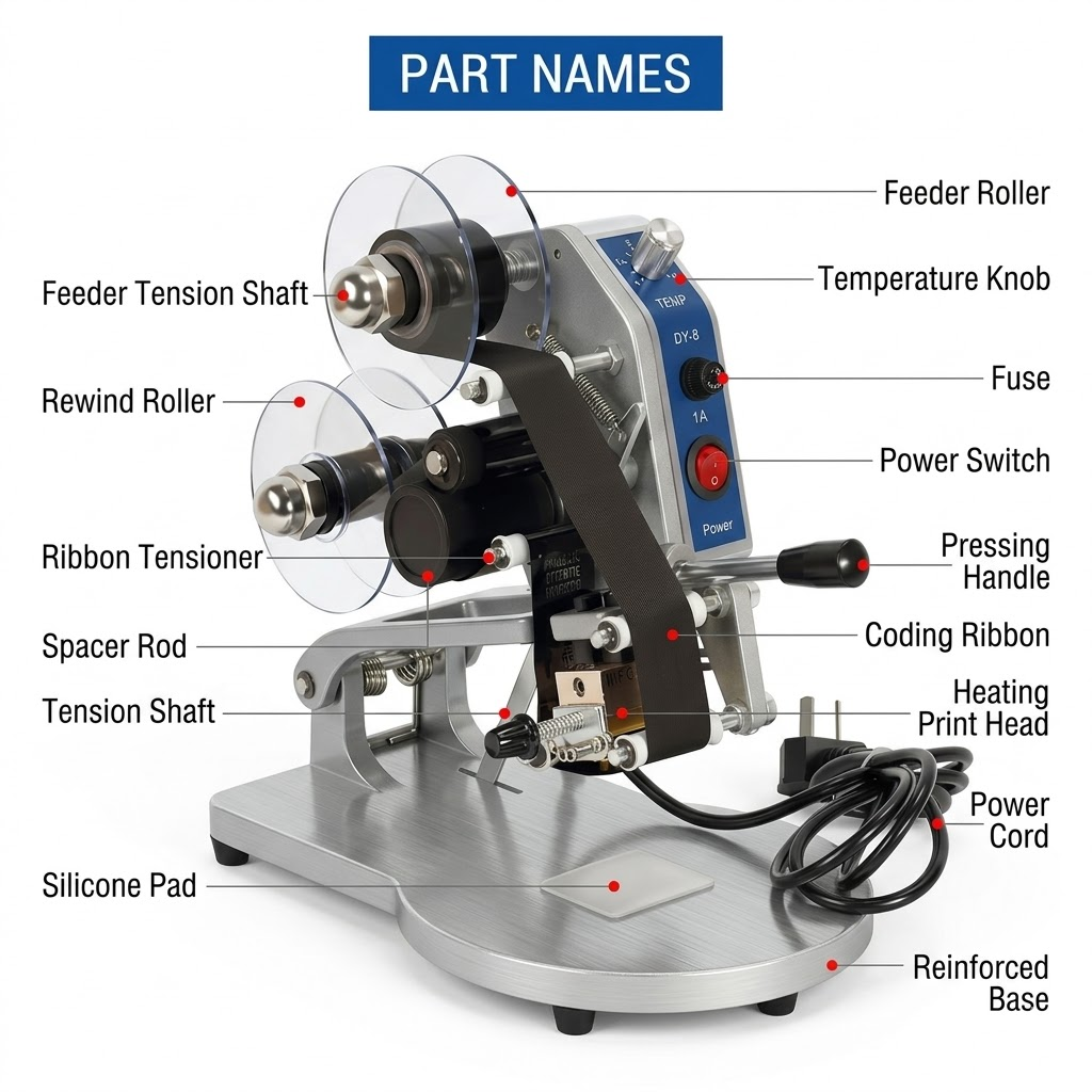 date coding machine DY-8 Color ribbon hot date printing machine,manual date printer coding machine,Typography