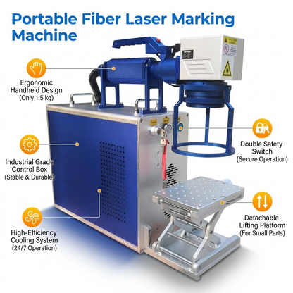 One-piece handheld stable portable fiber laser marking machine for metals&non-metals