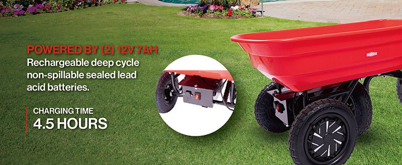 Four - wheeled electric cart 24V 180W lead - acid battery 264 lbs Electric wheelbarrow 75L electric garden cart
