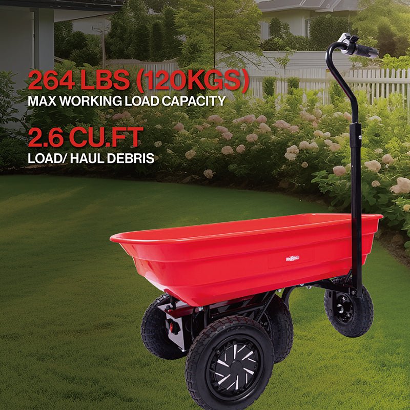 Four - wheeled electric cart 24V 180W lead - acid battery 264 lbs Electric wheelbarrow 75L electric garden cart