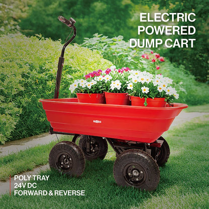 Four - wheeled electric cart 24V 180W lead - acid battery 264 lbs Electric wheelbarrow 75L electric garden cart
