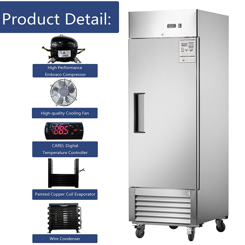 Freezer Single Door 27"W Reach - in Freezer 18.68 Cu.ft.Upright Cooling
