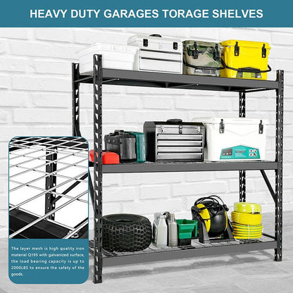 Garage Shelving Heavy Duty 72"H*77"W 6000LBS Heavy Duty Shelving Adjustable 3 Tier Metal Shelving