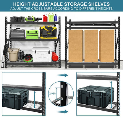 Garage Shelving Heavy Duty 72"H*77"W 6000LBS Heavy Duty Shelving Adjustable 3 Tier Metal Shelving