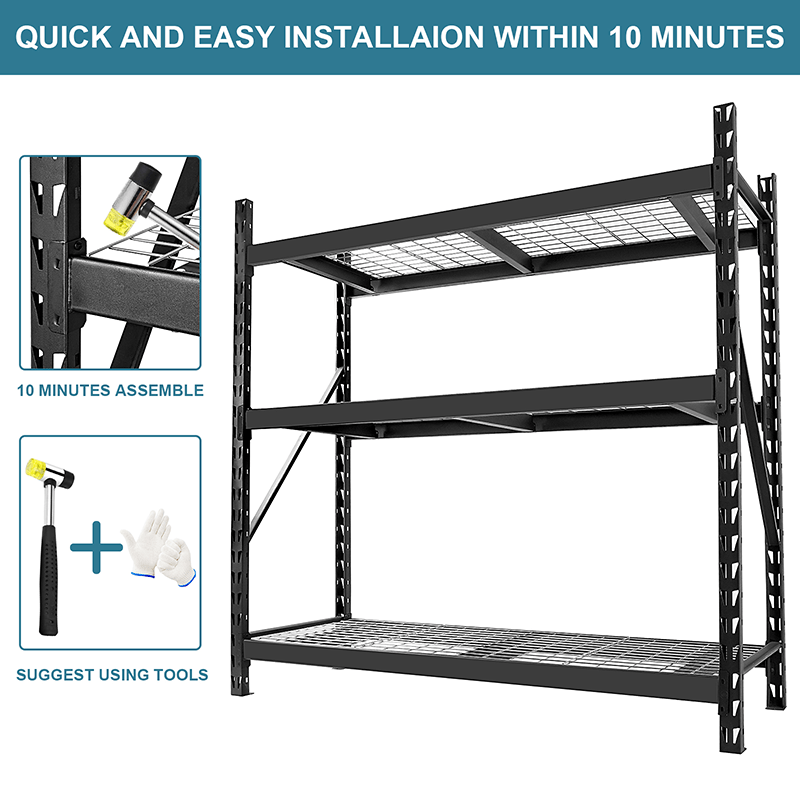 Garage Shelving Heavy Duty 72"H*77"W 6000LBS Heavy Duty Shelving Adjustable 3 Tier Metal Shelving