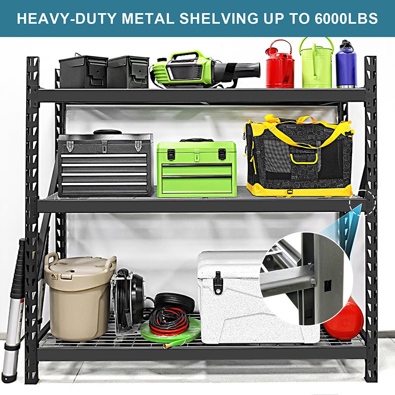 Garage Shelving Heavy Duty 72"H*77"W 6000LBS Heavy Duty Shelving Adjustable 3 Tier Metal Shelving