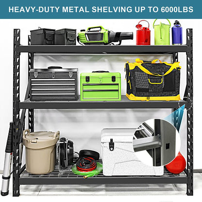 Garage Shelving Heavy Duty 72"H*77"W 6000LBS Heavy Duty Shelving Adjustable 3 Tier Metal Shelving