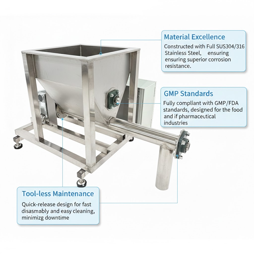High-precision loss-in-weight screw feeder for powder dosing and industrial feeding