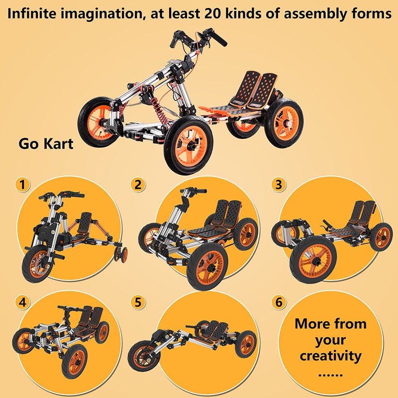 High - strength material electric innovation kart, more than 20 kinds of assembly methods, suitable for outdoor sports