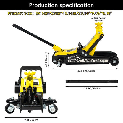 Lifting Range 3.35" - 14.17",2.25Ton Hydraulic Floor Jack,3 Ton Jack Stands