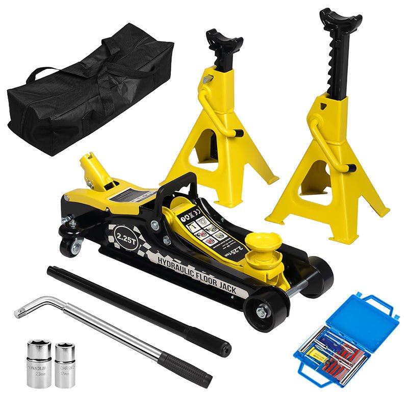 Lifting Range 3.35" - 14.17",2.25Ton Hydraulic Floor Jack,3 Ton Jack Stands