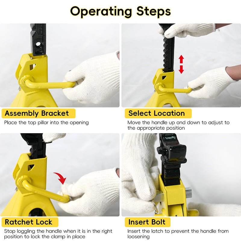 Lifting Range 3.35" - 14.17",2.25Ton Hydraulic Floor Jack,3 Ton Jack Stands
