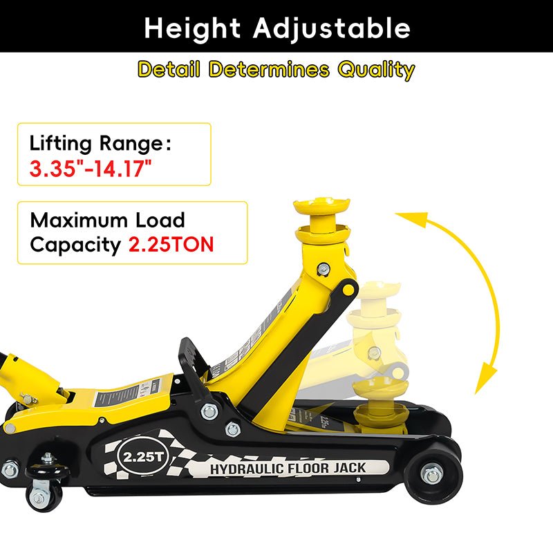 Lifting Range 3.35" - 14.17",2.25Ton Hydraulic Floor Jack,3 Ton Jack Stands