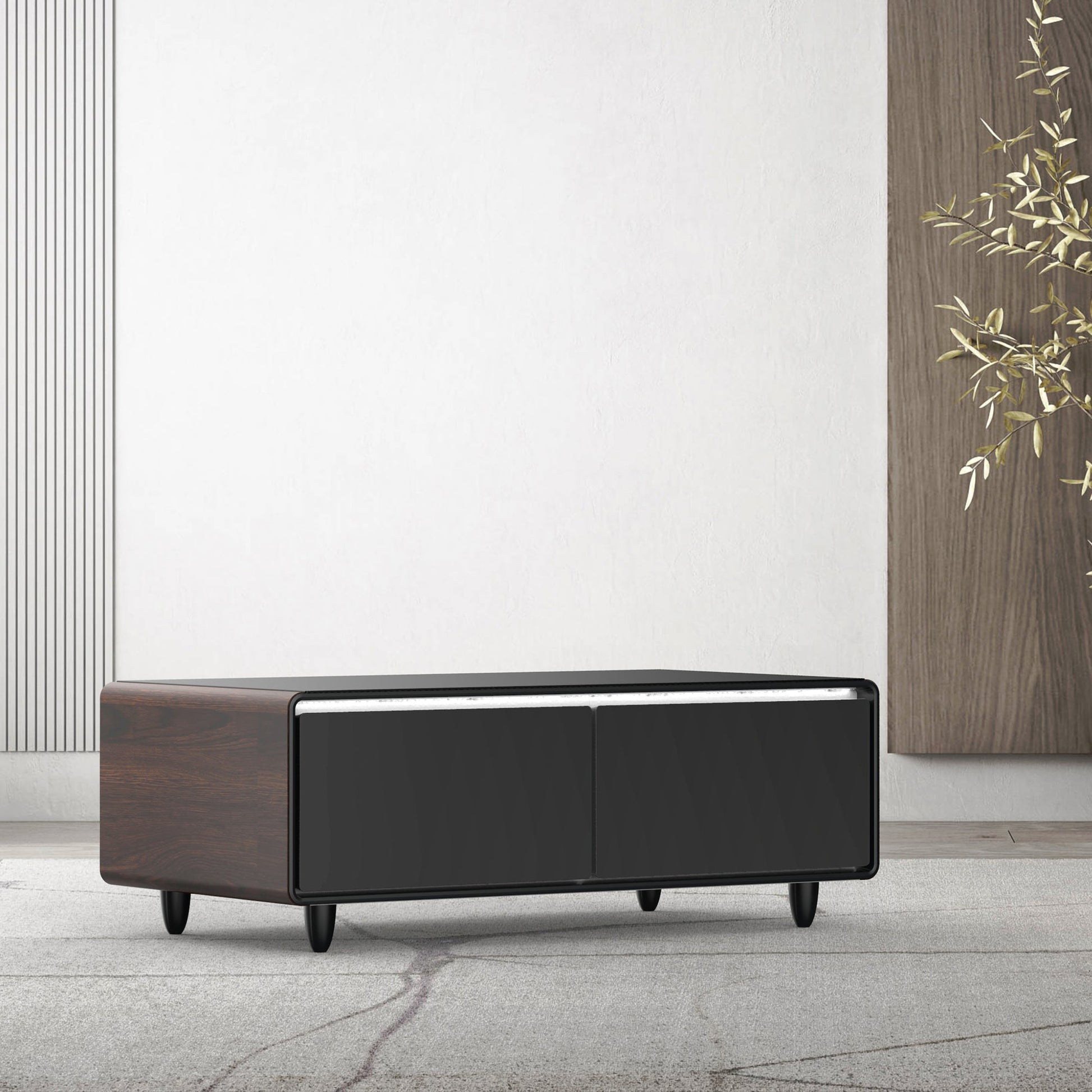 Modern Smart Coffee Table with Built - in Fridge, Bluetooth Speaker