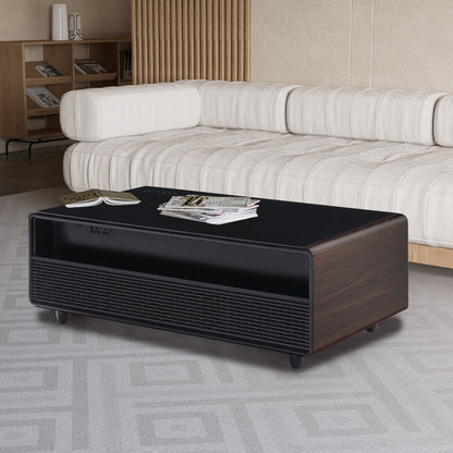 Modern Smart Coffee Table with Built - in Fridge, Bluetooth Speaker