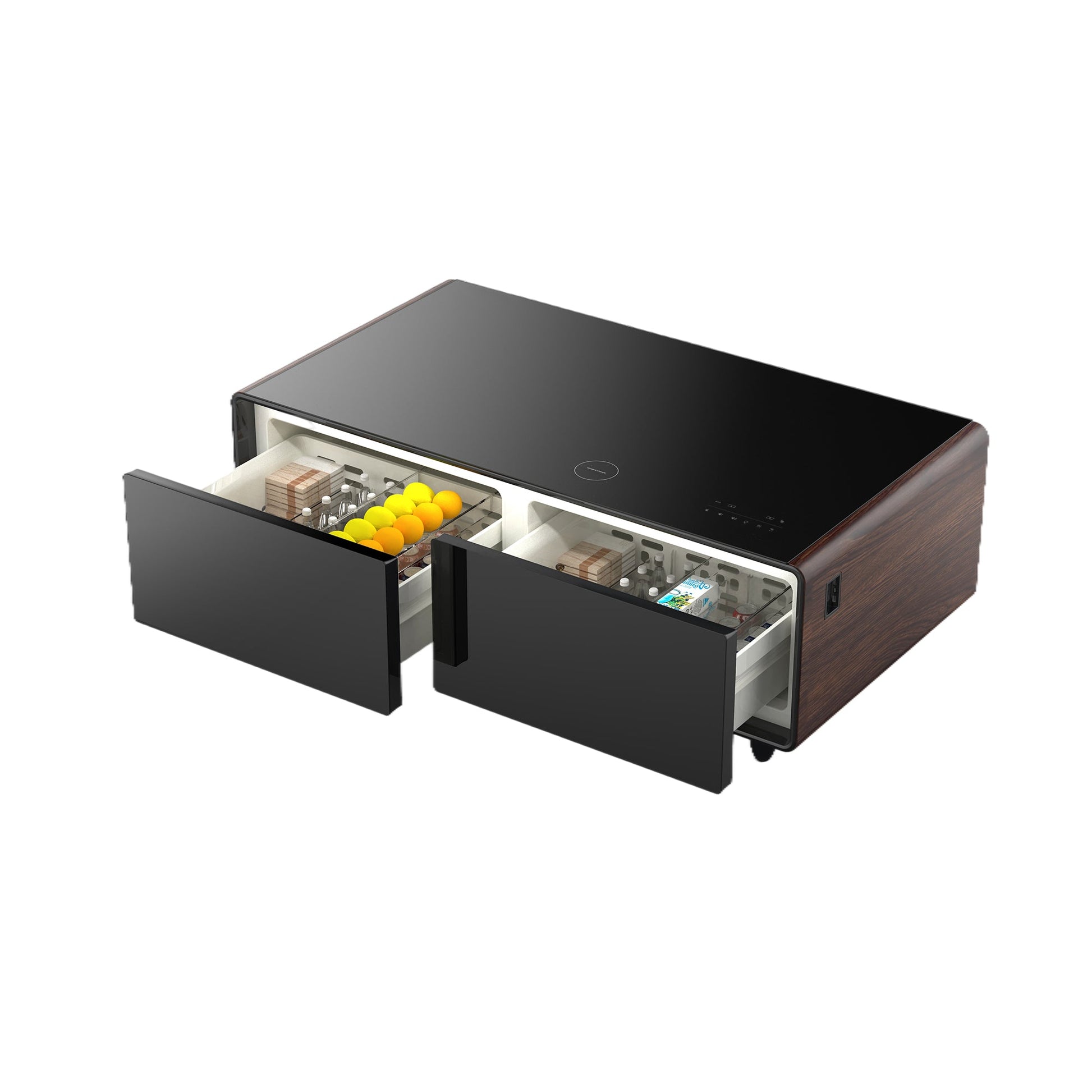 Modern Smart Coffee Table with Built - in Fridge, Bluetooth Speaker